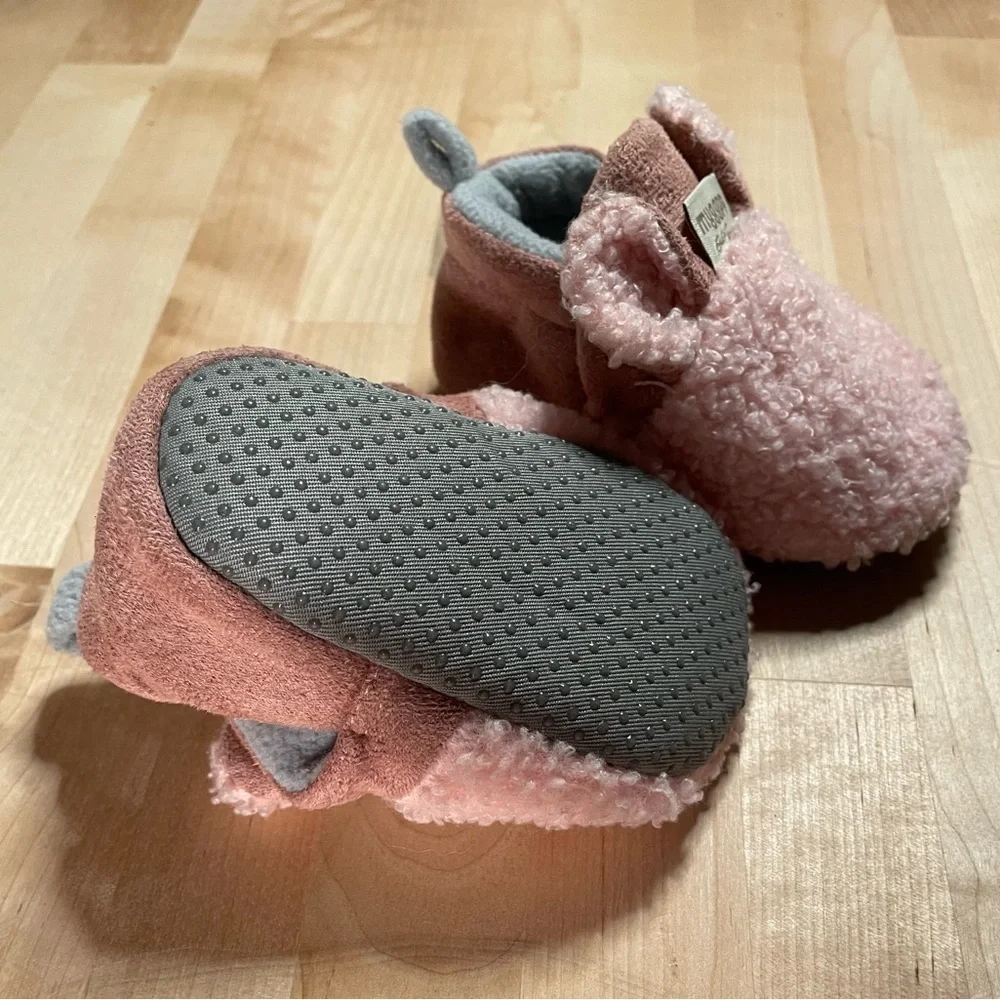 Pink Infant Booties with Ears